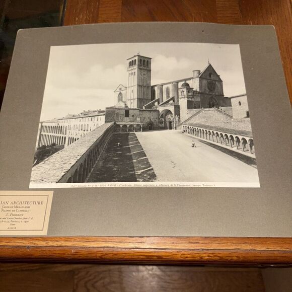 Vintage Assisi San Francesco Cathedral Mounted Italian Architecture Photo - Picture 1 of 6